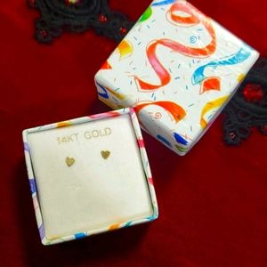 14k heart earrings with stainless steel screwbacks
